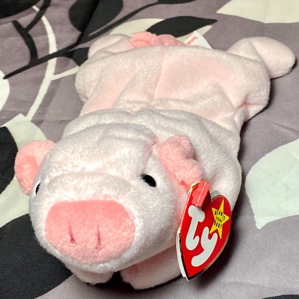 Ty Beanie Baby Original 1993 Squealer Pig Retired PVC Plush Rare Hang Tag Errors